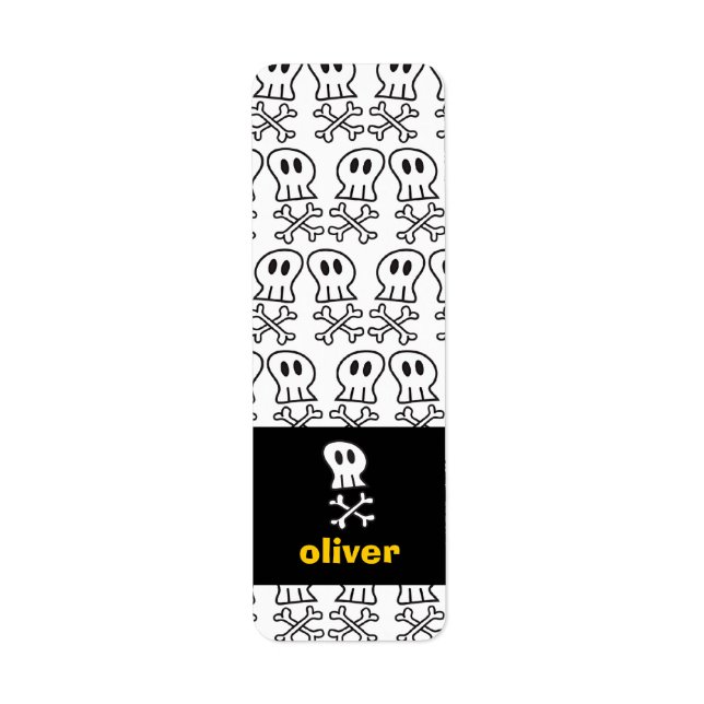 Cartoon Pirate Skulls & Bones Party Labels (Vorne)