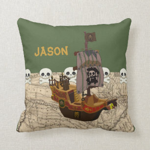 Cartoon-Piraten-Schiff personifizieren Kissen