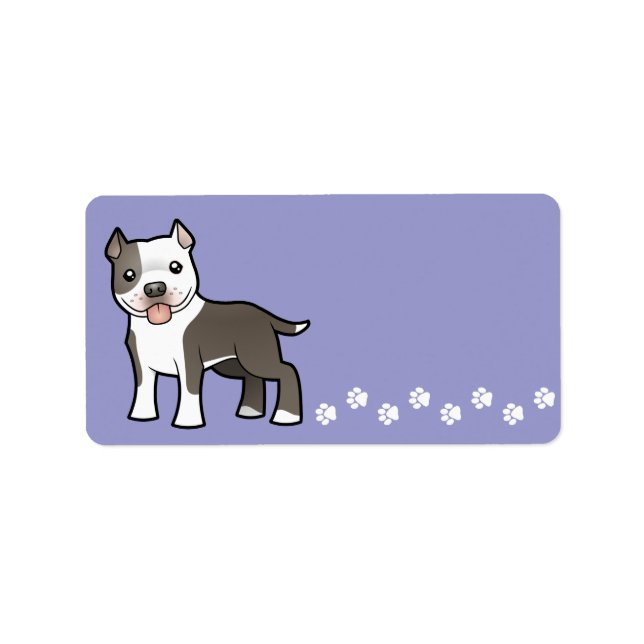 Cartoon Pitbull / American Staffordshire Terrier Adressaufkleber (Vorne)