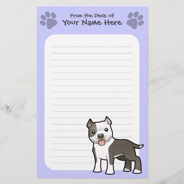 Cartoon Pitbull/amerikanisches Briefpapier (Vorderseite)