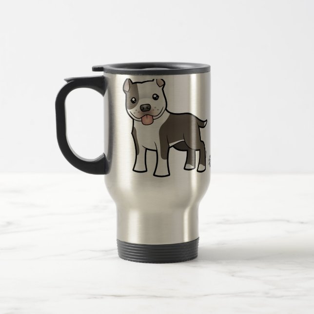 Cartoon Pitbull/amerikanisches Reisebecher (Links)