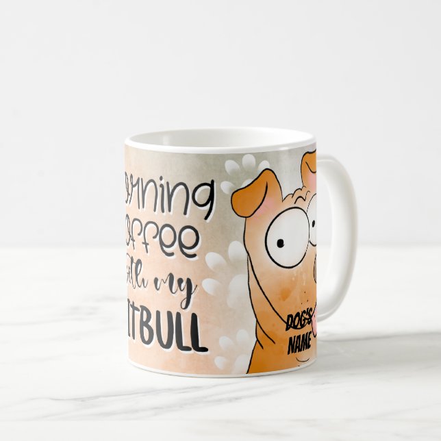 Cartoon Pitbull Dog Kaffee Tasse, Cup Kaffeetasse (VorderseiteRechts)