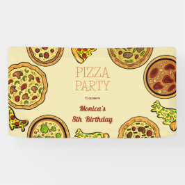 Cartoon Pizza Party Geburtstag Banner