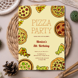 Cartoon Pizza Party Geburtstag Einladung