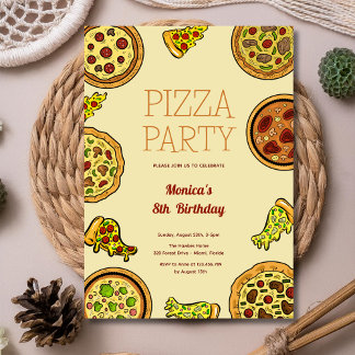 Cartoon Pizza Party Geburtstag Einladung