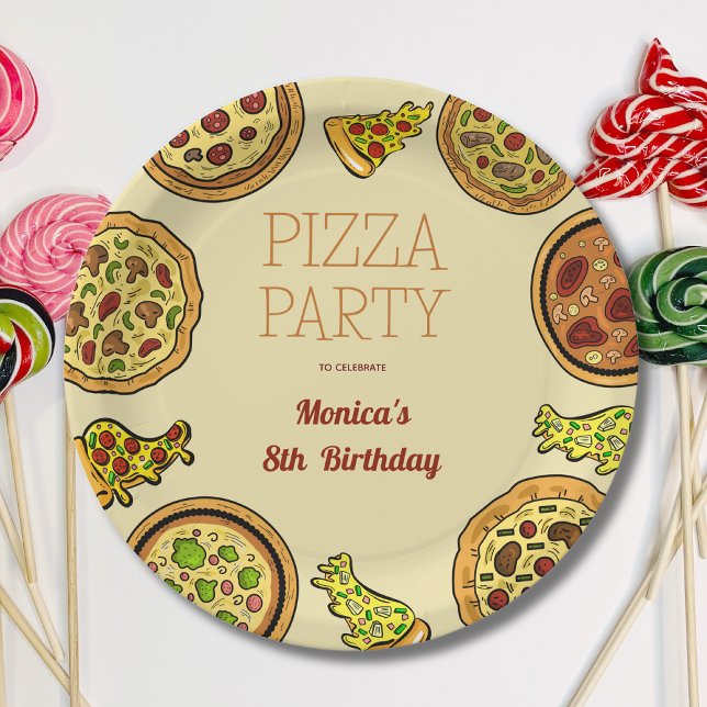 Cartoon Pizza Party Geburtstag Pappteller (Von Creator hochgeladen)