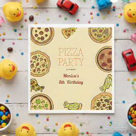 Cartoon Pizza Party Geburtstag Serviette