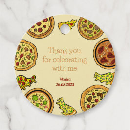 Cartoon Pizza Party Geburtstag vielen Dank Geschenkanhänger