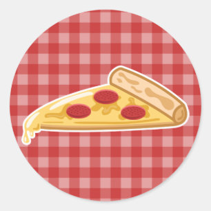 Cartoon Pizza Slice Runder Aufkleber
