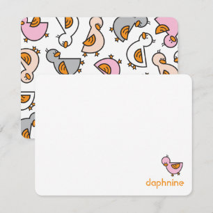 Cartoon Playful Pink Ducks Ducklings Baby Girl Dankeskarte