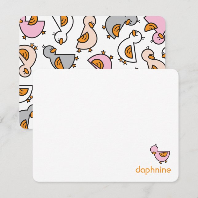 Cartoon Playful Pink Ducks Ducklings Baby Girl Dankeskarte (Vorne/Hinten)