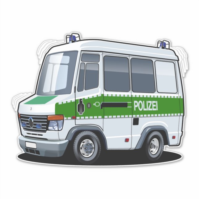 Cartoon Police Van Aufkleber (Vorderseite)