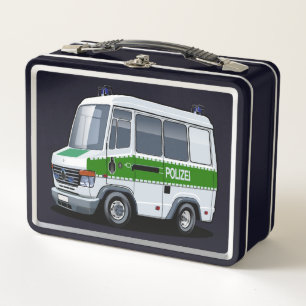 Cartoon Police Van Metall Brotdose
