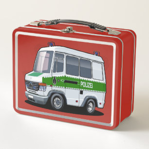 Cartoon Police Van Metall Brotdose