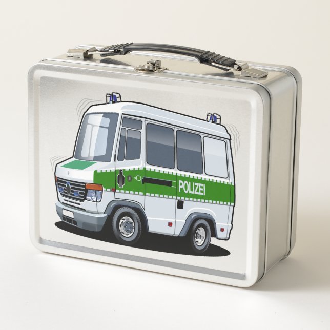 Cartoon Police Van Metall Brotdose (Vorderseite)