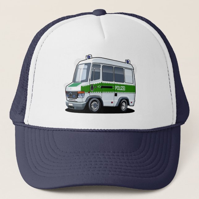Cartoon Police Van Truckerkappe (Vorderseite)