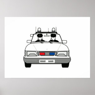 Cartoon Polizeiwagen Poster