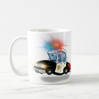 Cartoon Polizeiwagen und Feuerwehrfahrzeuge Kaffeetasse