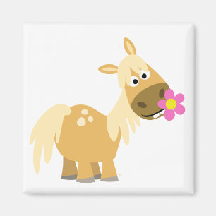 Cartoon Pony und Blume Magnet