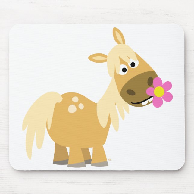 Cartoon Pony und Blume Mousepad (Vorne)