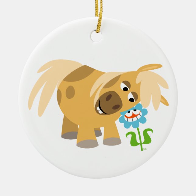 Cartoon Pony und Blume Ornament (Vorne)