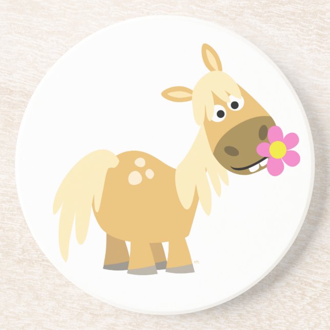 Cartoon Pony und Blume Untersetzer (Vorne)