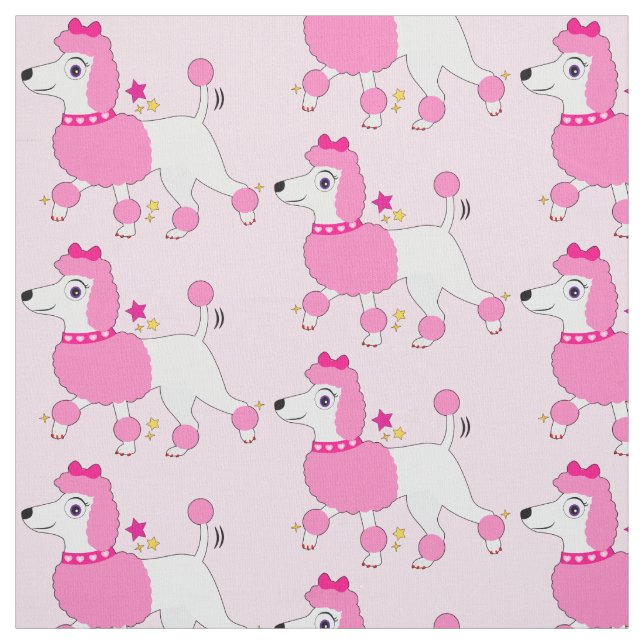 Cartoon Poodle mit rosa Haar und Bow Stoff (Muster)