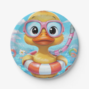 Cartoon Pool Party Dusche mit Schnorchel und Schwi Pappteller