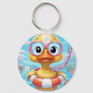 Cartoon Pool Party Dusche mit Schnorchel und Schwi Schlüsselanhänger