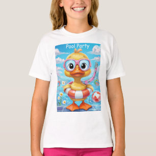 Cartoon Pool Party Dusche mit Schnorchel und Schwi T-Shirt