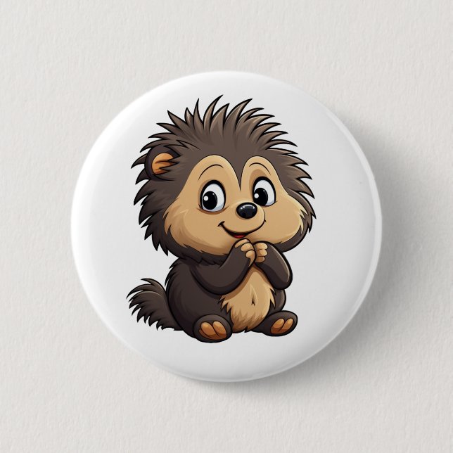 Cartoon-Porcupie-Abbildung Button (Vorderseite)
