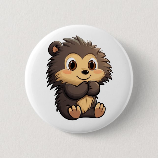 Cartoon-Porcupie-Abbildung Button (Vorderseite)
