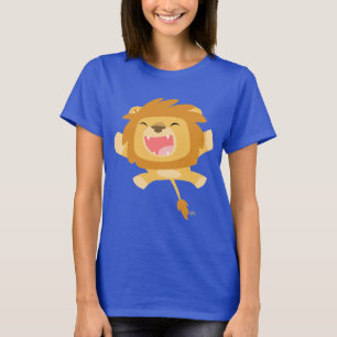 Cartoon Pouncing Lion Women T - Shirt