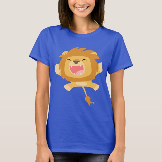 Cartoon Pouncing Lion Women T - Shirt (Vorderseite)
