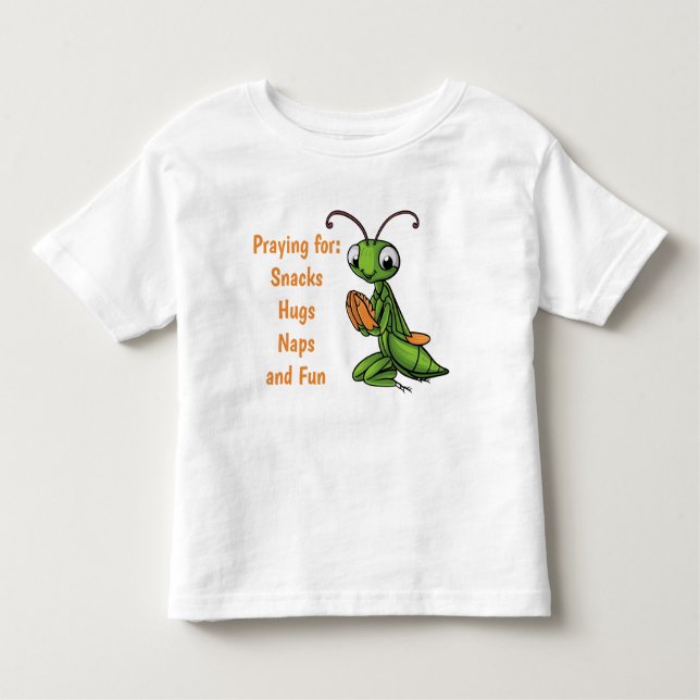 Cartoon Praying Mantis Personalisiert Kleinkind T-shirt (Vorderseite)