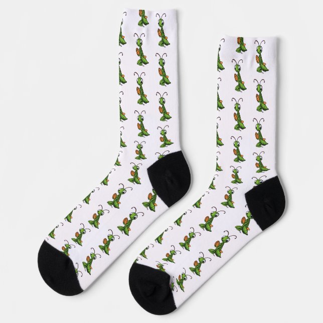 Cartoon Praying Mantis Socks Socken (Linkes Detail)