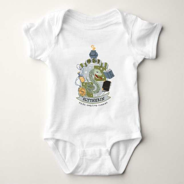 Cartoon Proud Slytherin Wappen Baby Strampler (Vorderseite)