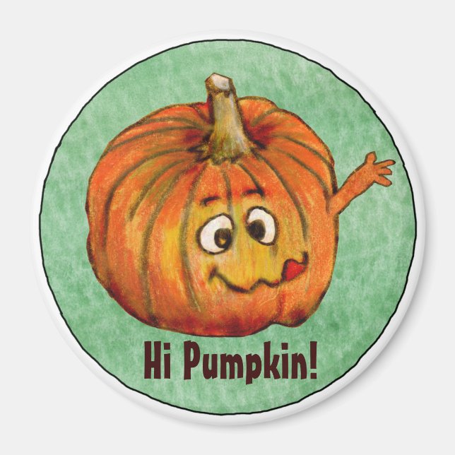 Cartoon Pumpkin Round Personalisiert Magnet (Vorne)