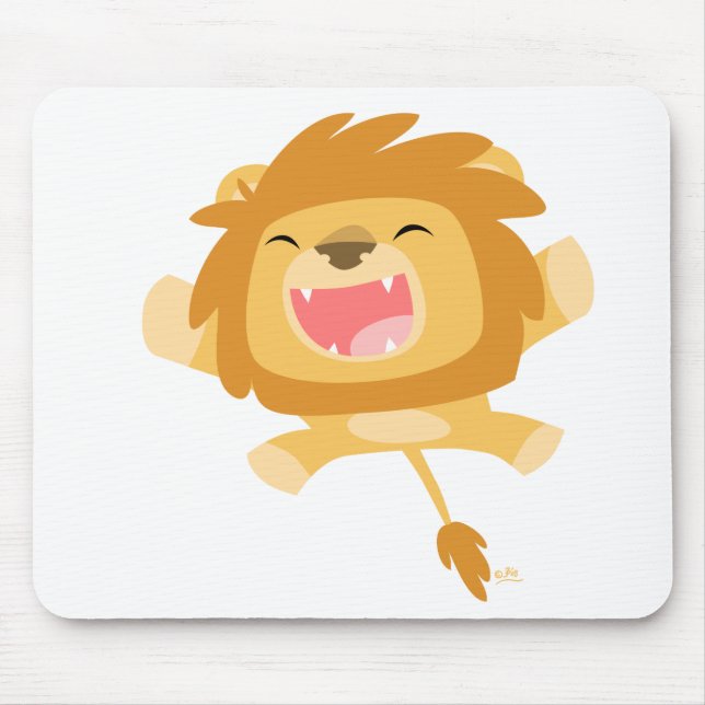Cartoon Puncing Lion Mousepad (Vorne)