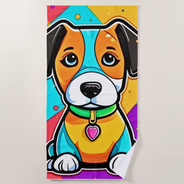 Cartoon Puppy Art Print Strandtuch (Vorderseite)