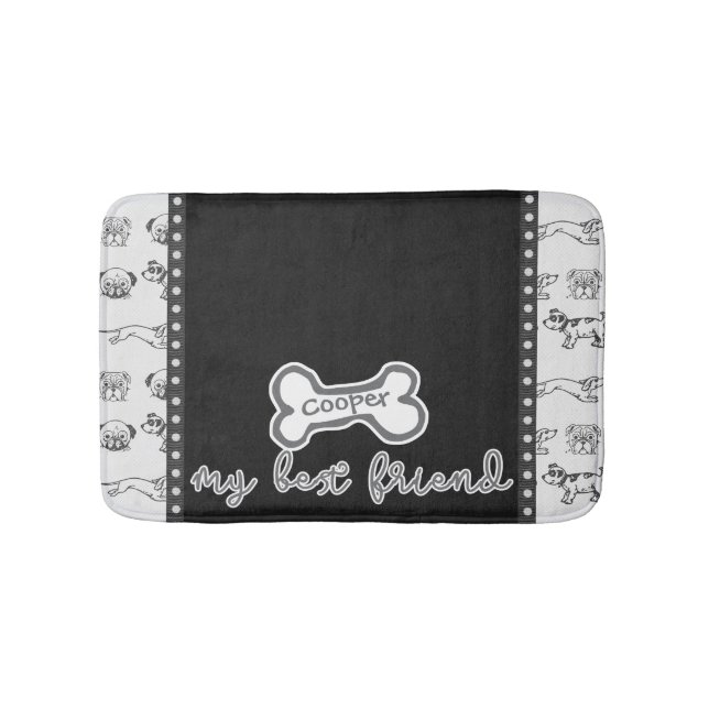 Cartoon Pups Haustiere Badematte (Vorderseite)