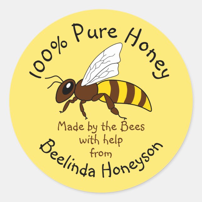 Cartoon Pure Honey Jar Label Stickers (Vorderseite)