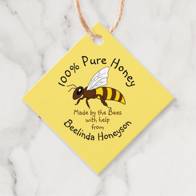 Cartoon Pure Honey Jar Tags Geschenkanhänger (Vorderseite)