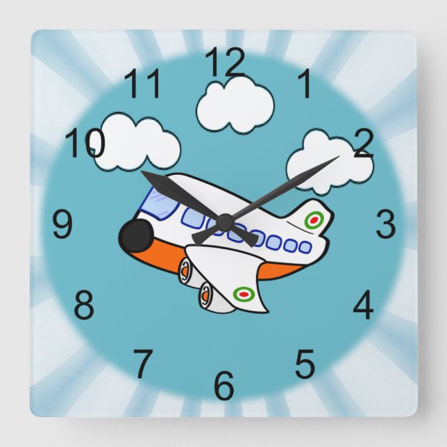 Cartoon Quadratische Wanduhr (Vorderseite)