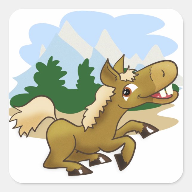 Cartoon Quadratischer Aufkleber (Vorderseite)