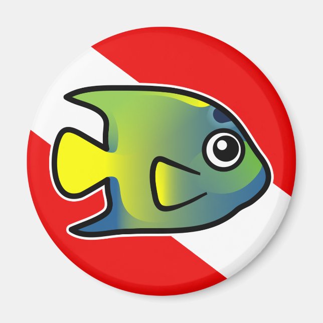 Cartoon Queen Angelfish Dive Flag Magnet (Vorne)