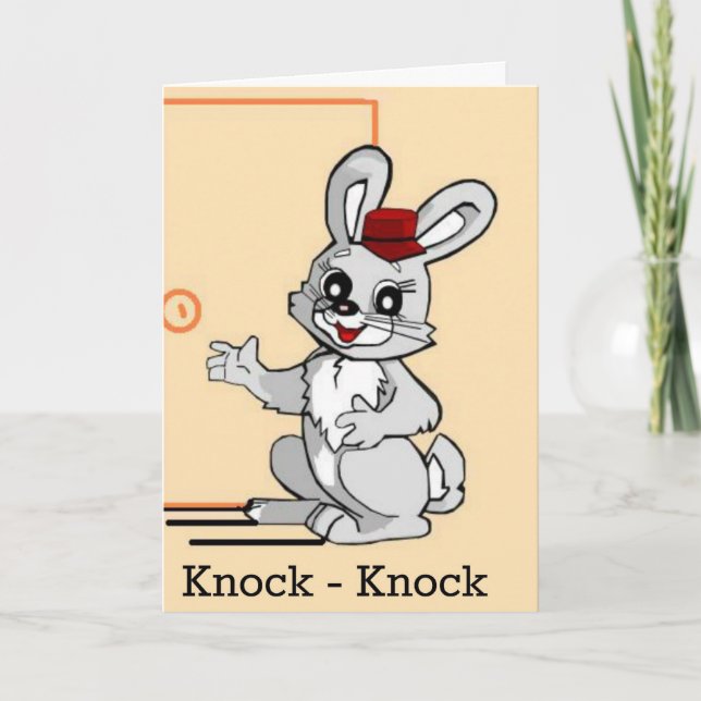 Cartoon Rabbit Knock-Knock Joke Gefühl Besseres Au Karte (Vorderseite)