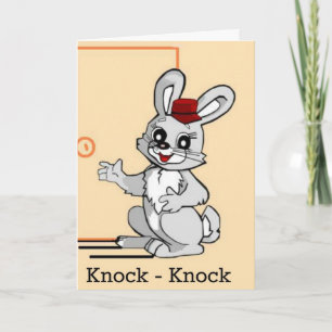 Cartoon Rabbit Knock-Knock Joke Gefühl Besseres Au Karte