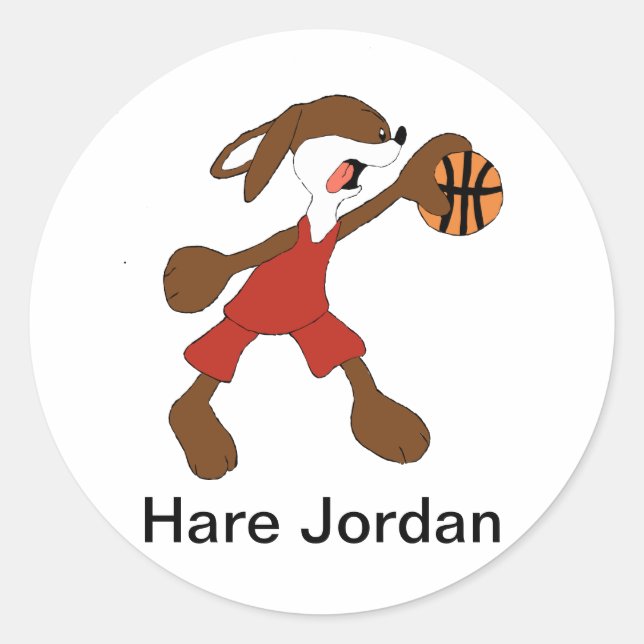 Cartoon Rabbit Michael Jordan Fan Runder Aufkleber (Vorderseite)