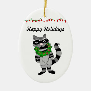 Cartoon Raccoon Decked für den Urlaub Keramikornament